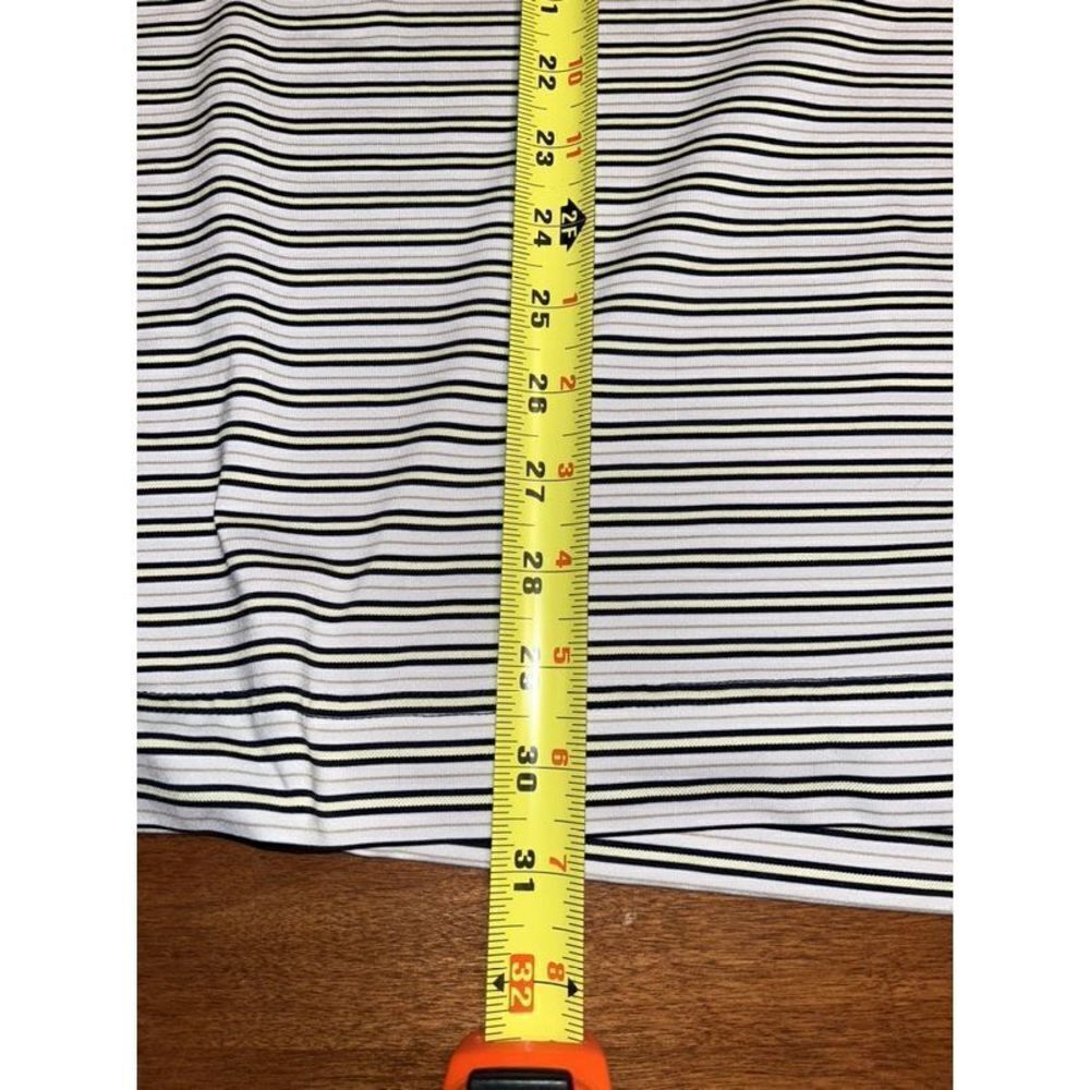 FJ FootJoy Shirt Mens XL White, yellow and blue Striped Golf Polo Lightweight Sh - Picture 2 of 7